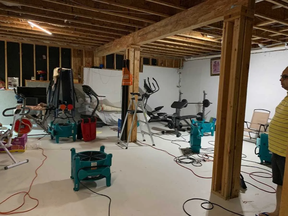 Basement drying equipment setup for Structural Drying in Littleton